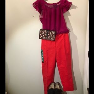 Sz12 Dalia cropped coral pants